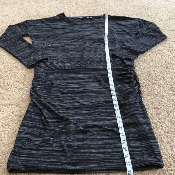 Athleta small black midi dress with ruched sides - Picture 5 of 8